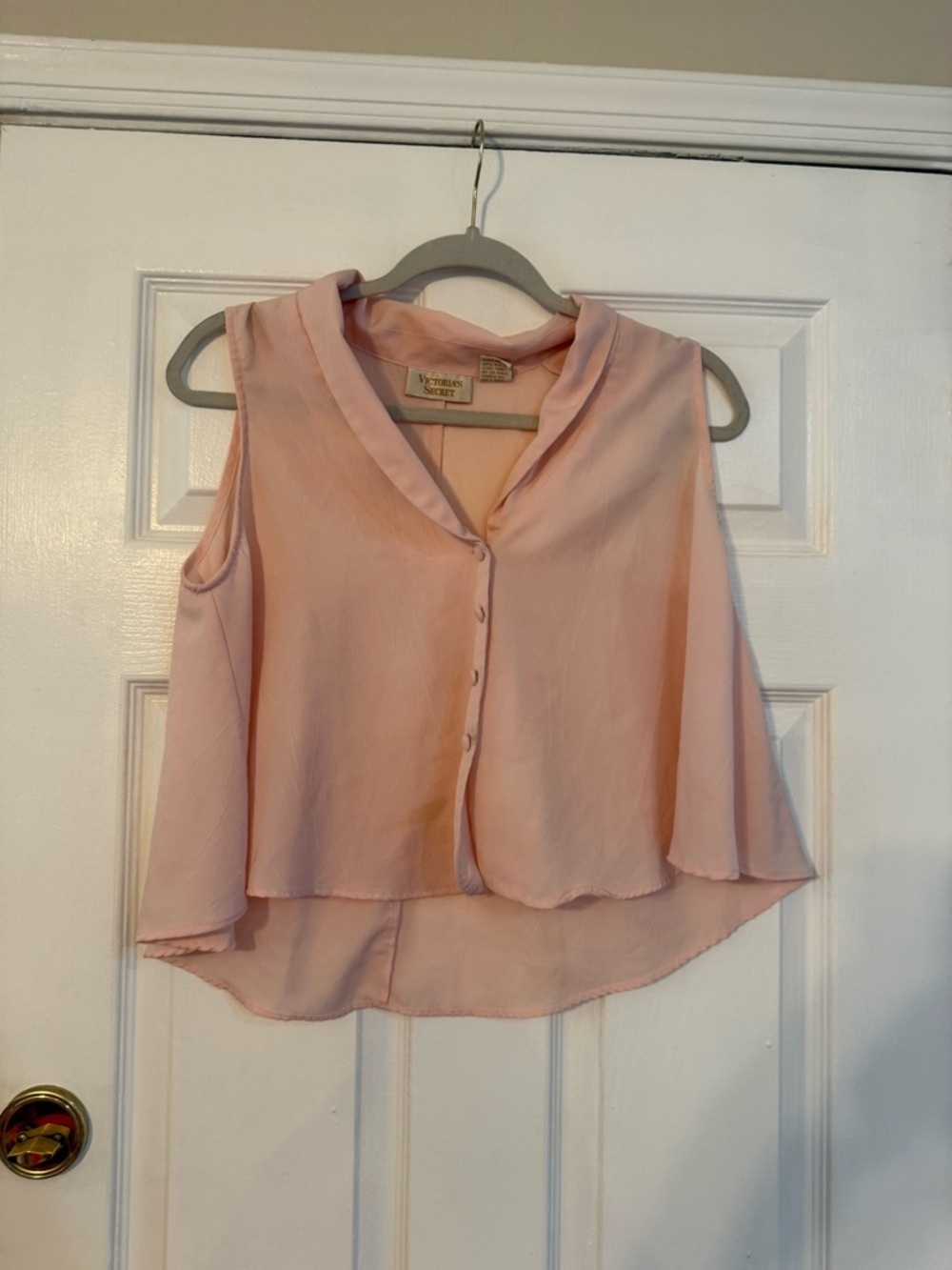 Victoria's Secret Blush Pink Sleeveless Button Front Top Vintage